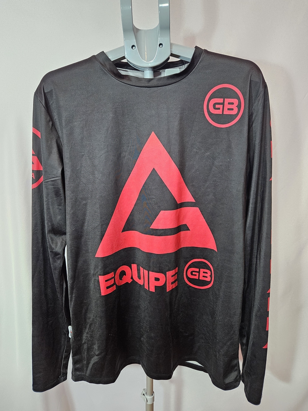 GB Equipe Men's Black Long-Sleeve Rash Guard with Red Logo Jiu Jitsu